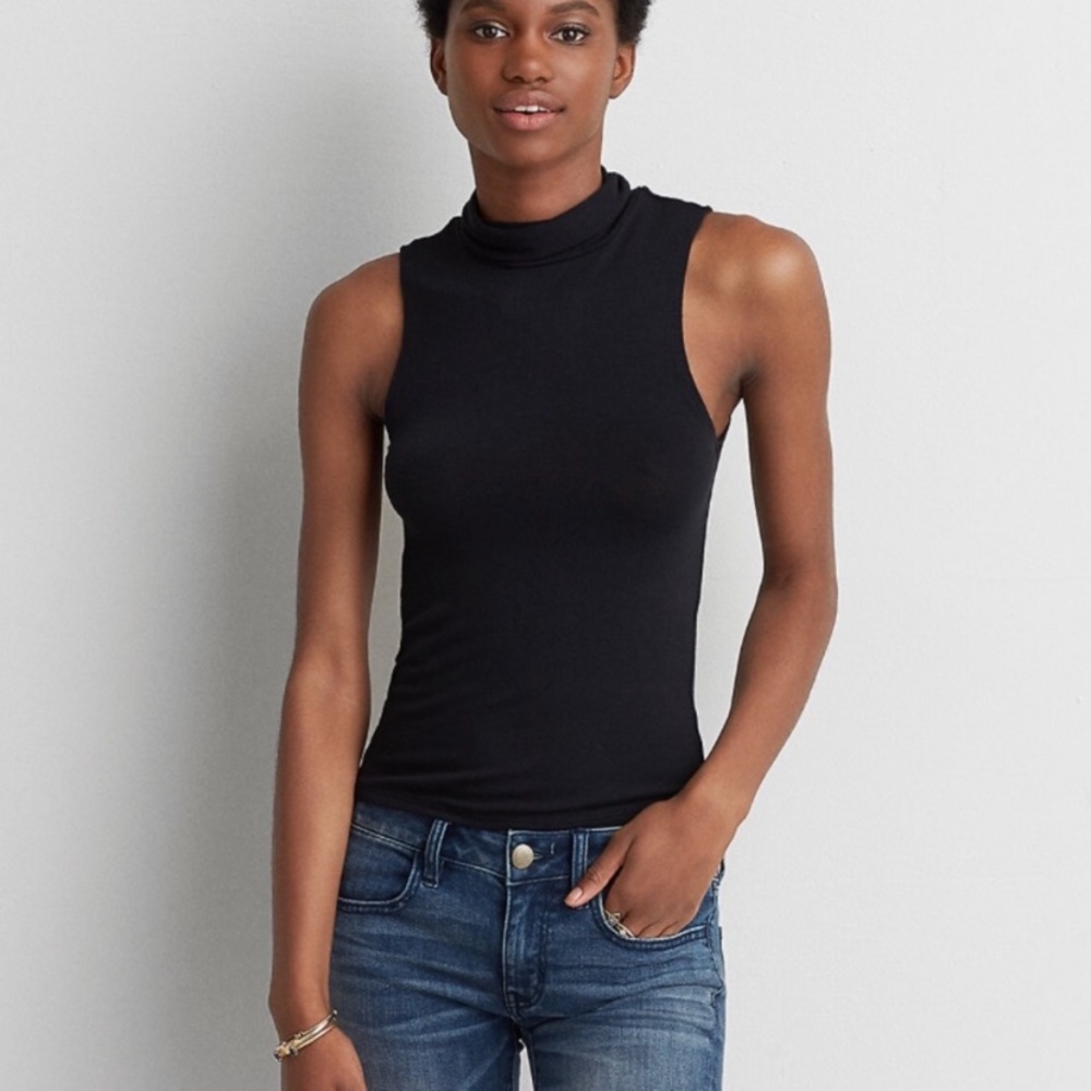 American Eagle Black Turtleneck Tank